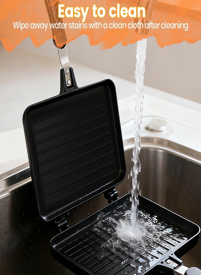 MEKOTRIN Double Sided Frying Pan, Grill Pan Non Stick, Aluminum Alloy Baking Tray, Waffle Maker Multifunctional for Cake Baked Bread Slices Snack Breakfast - Image 4